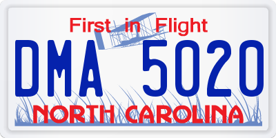 NC license plate DMA5020