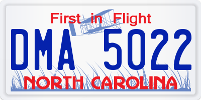 NC license plate DMA5022