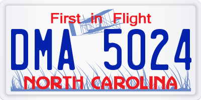 NC license plate DMA5024