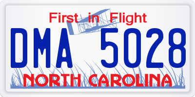 NC license plate DMA5028