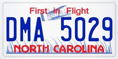 NC license plate DMA5029