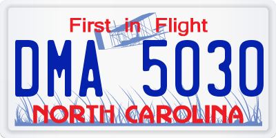 NC license plate DMA5030