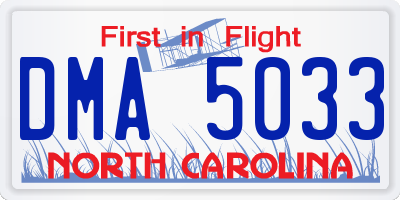 NC license plate DMA5033