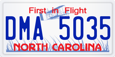 NC license plate DMA5035