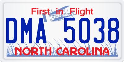 NC license plate DMA5038