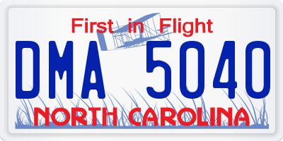 NC license plate DMA5040
