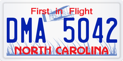 NC license plate DMA5042