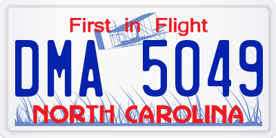 NC license plate DMA5049