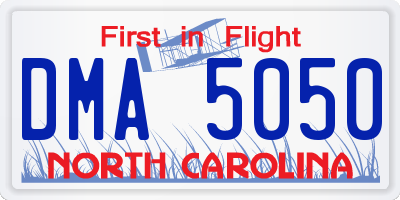 NC license plate DMA5050