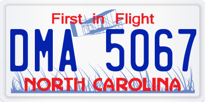 NC license plate DMA5067