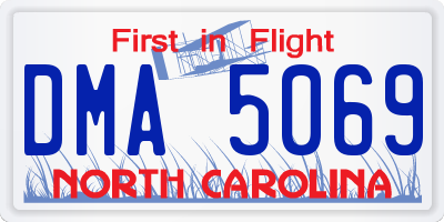 NC license plate DMA5069