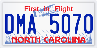 NC license plate DMA5070