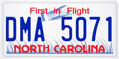 NC license plate DMA5071