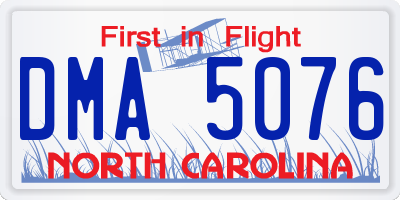 NC license plate DMA5076