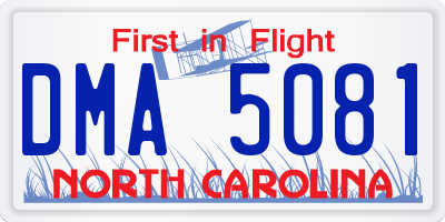 NC license plate DMA5081