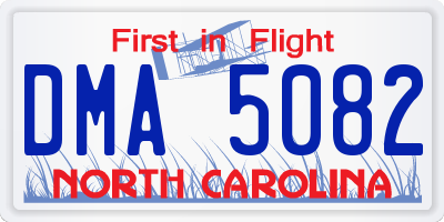 NC license plate DMA5082