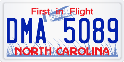 NC license plate DMA5089
