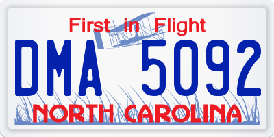 NC license plate DMA5092