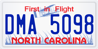 NC license plate DMA5098