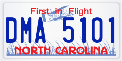 NC license plate DMA5101