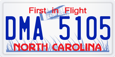 NC license plate DMA5105