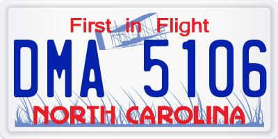 NC license plate DMA5106