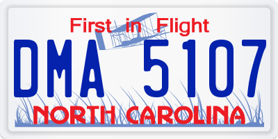 NC license plate DMA5107