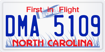 NC license plate DMA5109