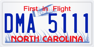 NC license plate DMA5111