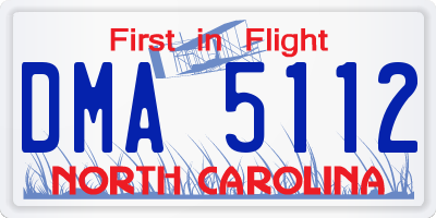 NC license plate DMA5112