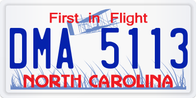 NC license plate DMA5113