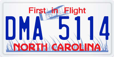 NC license plate DMA5114