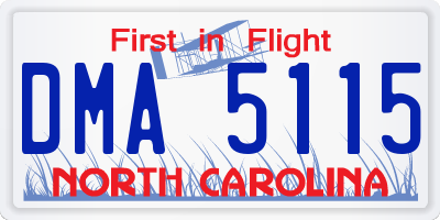 NC license plate DMA5115