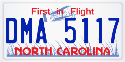 NC license plate DMA5117