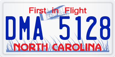 NC license plate DMA5128