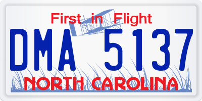 NC license plate DMA5137