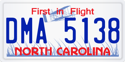 NC license plate DMA5138