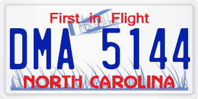 NC license plate DMA5144