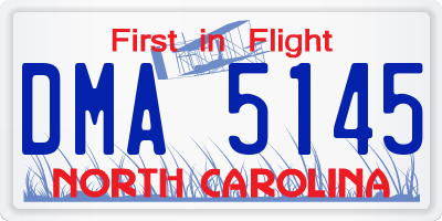 NC license plate DMA5145