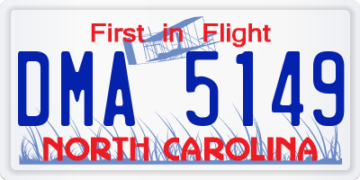 NC license plate DMA5149