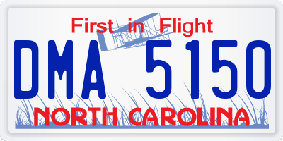 NC license plate DMA5150