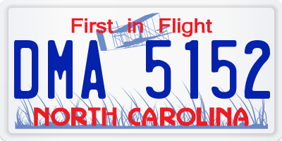 NC license plate DMA5152
