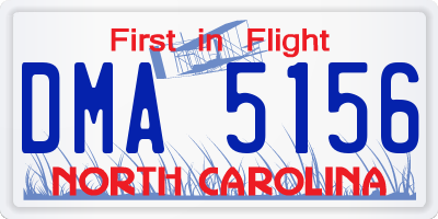 NC license plate DMA5156