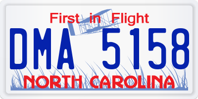 NC license plate DMA5158