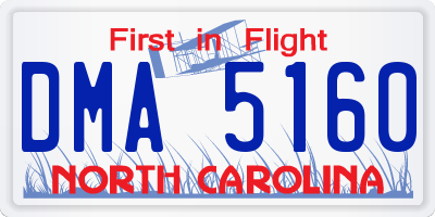 NC license plate DMA5160