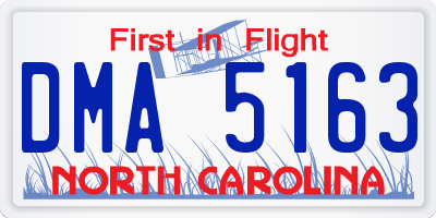 NC license plate DMA5163