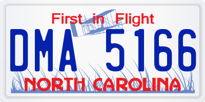 NC license plate DMA5166