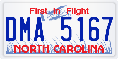 NC license plate DMA5167