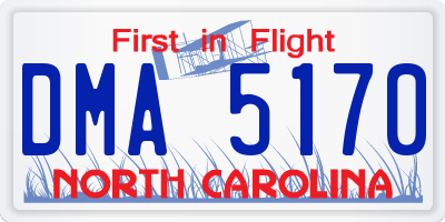 NC license plate DMA5170