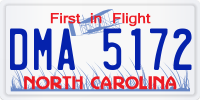 NC license plate DMA5172